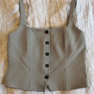 DKNY Houndstooth Square Neck Vest